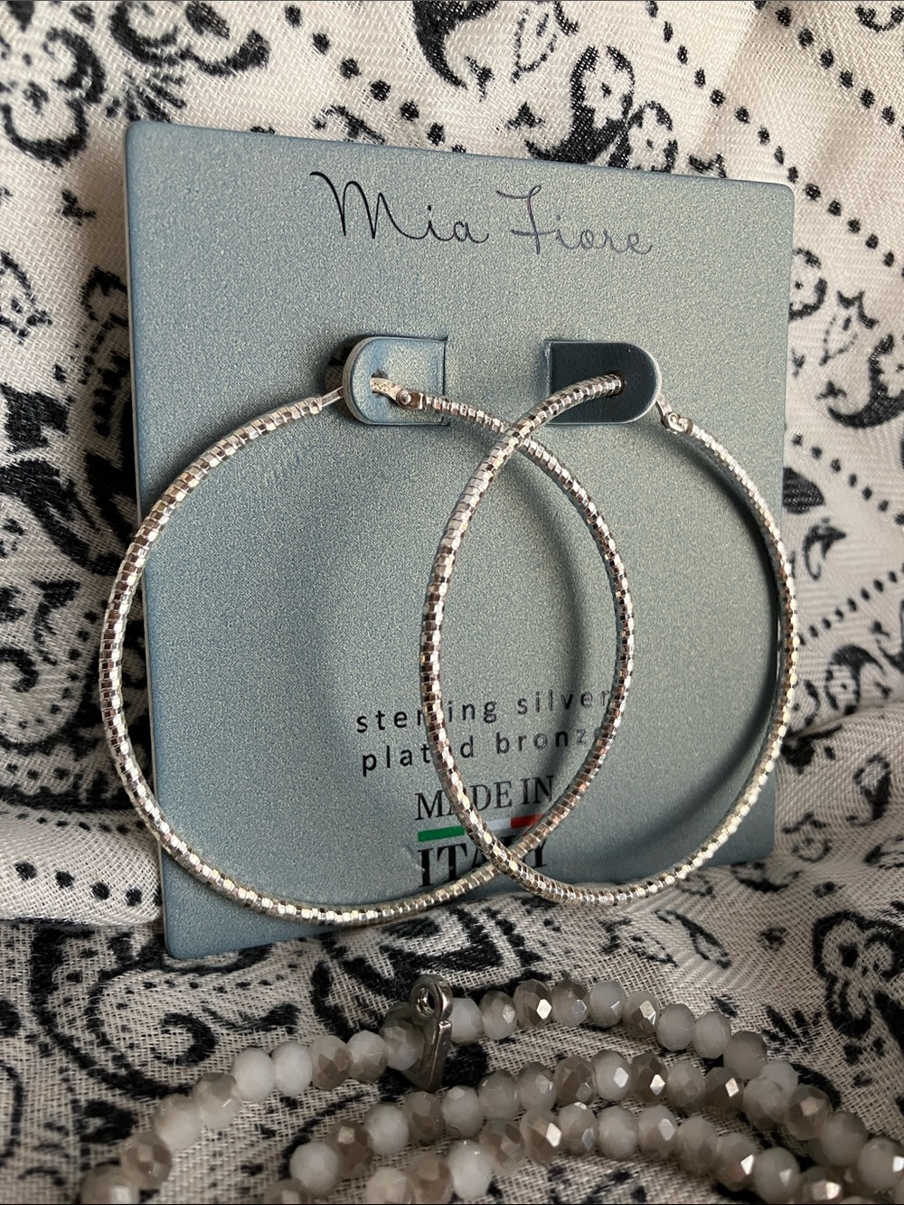 Mia Fiore Sterling Silver Plated Bronze Hoop Earrings -NWT; Made in Italy :) - Picture 2 of 9